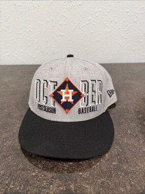 New‎ Era Houston Astros Postseason October SnapBack Baseball Cap - Gray & Black
